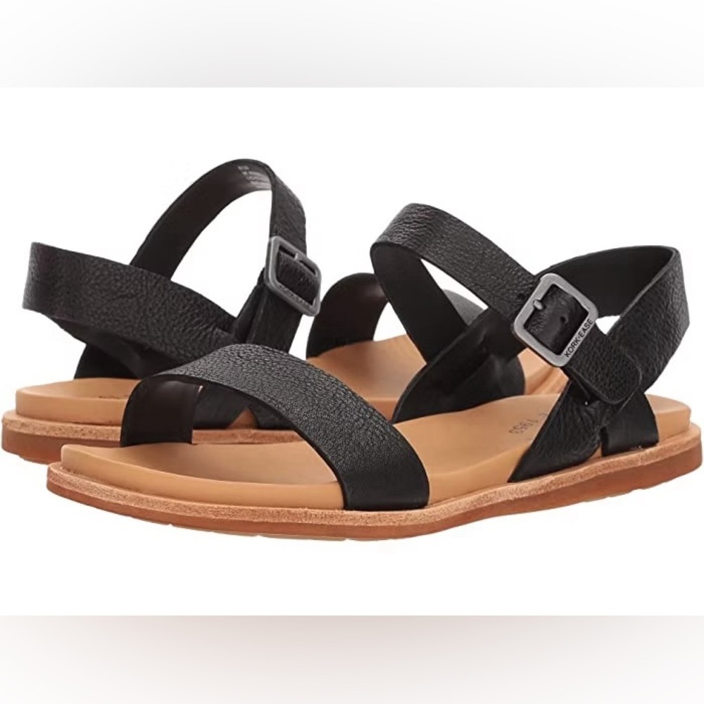 Kork-Ease Women’s Yucca Sandal Black Tan size 11 Excellent preowned condition
